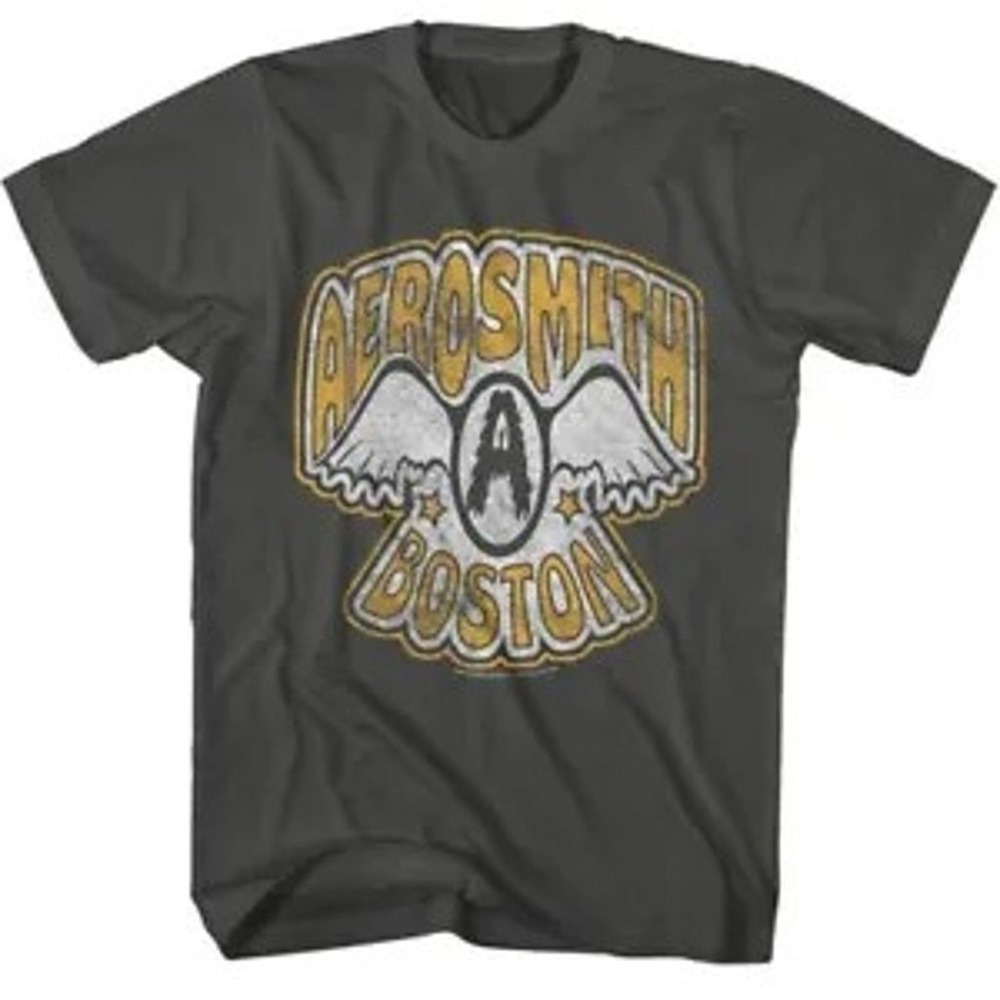 Aerosmith Logo Boston Smoke Rock Band Classic Music Fan Graphic T-Shirt
